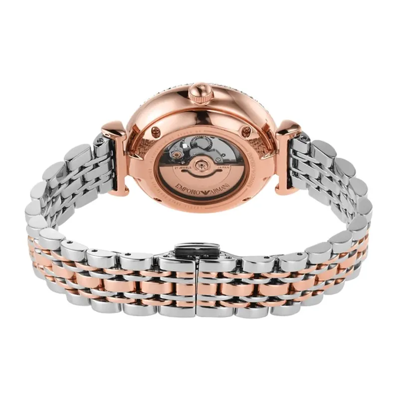 Emporio Armani Gianni T-Bar Automatic Open Heart Dial Ladies Watch- AR60049